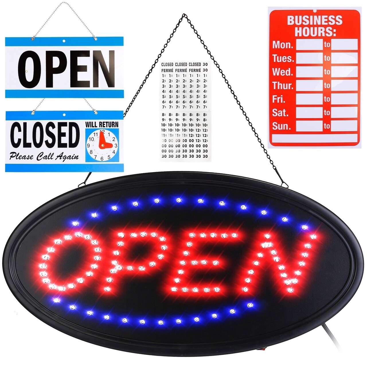 Led Open Sign Neon Display Board Dual Mode Red Blue Energy Efficient 110V